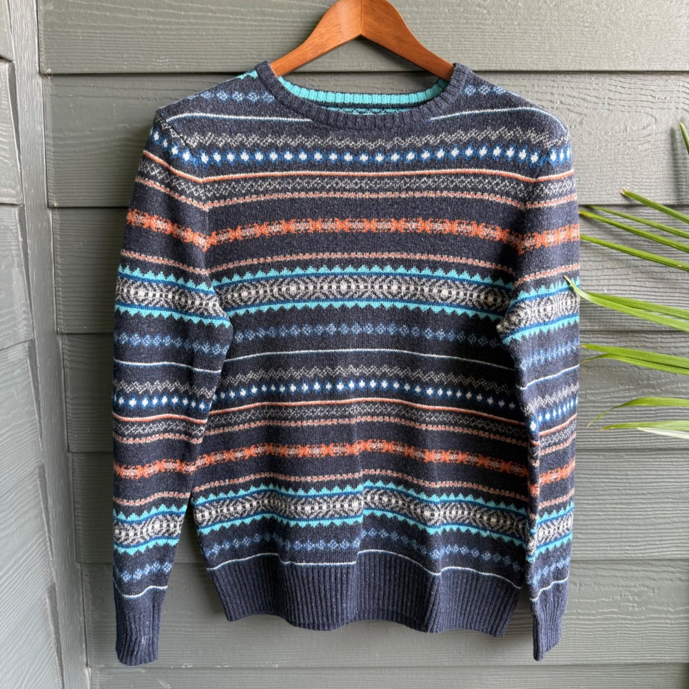 Urban Pipeline Fair Isle Wool Blend Crewneck Sweater Blue Gray Men's Medium